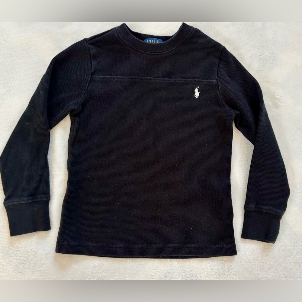 Polo Ralph Lauren Boys Black Waffle Knit Thermal Shirt 4/4T